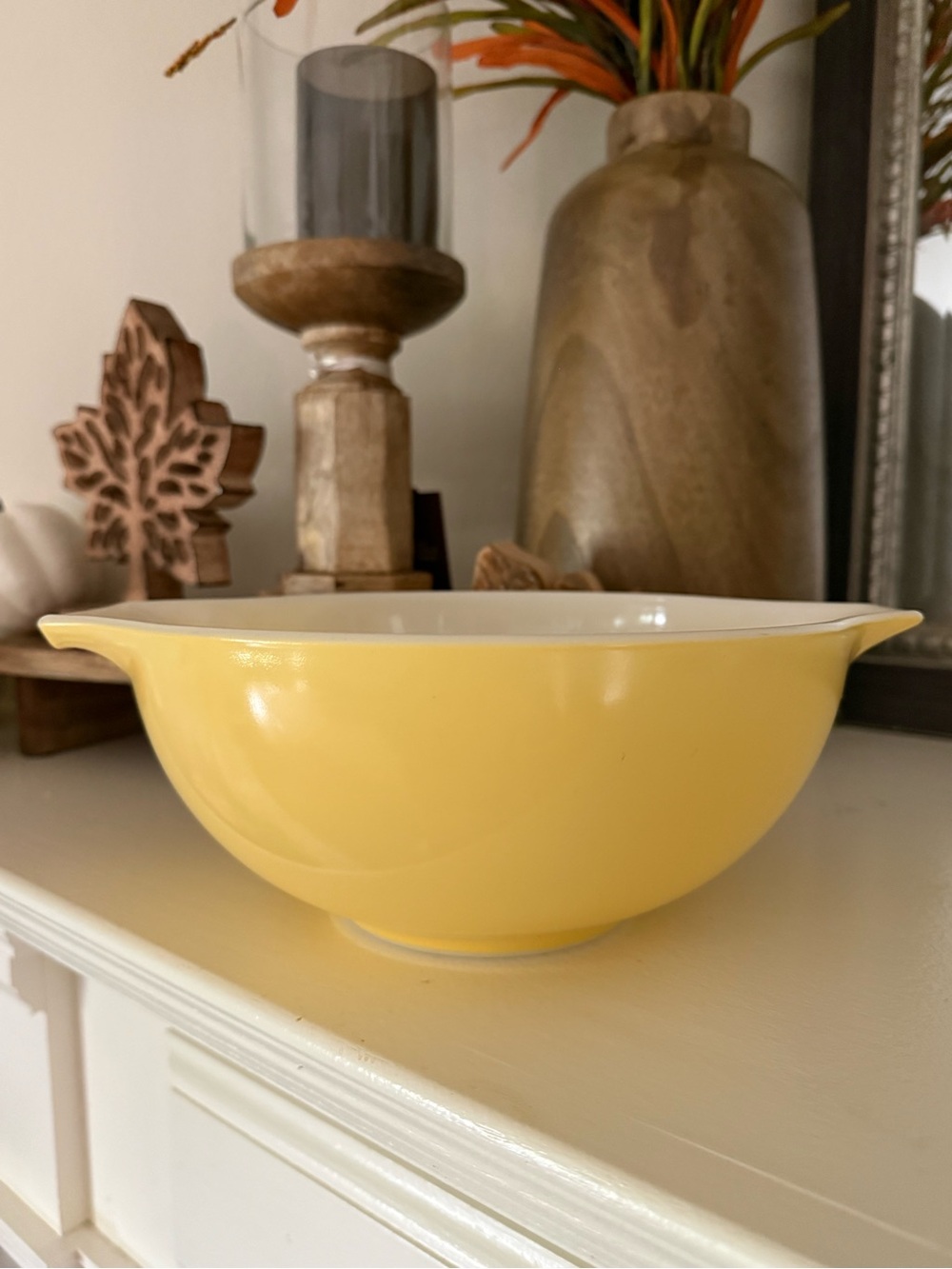 Vintage Pyrex town and country yellow Cinderella bowl 443